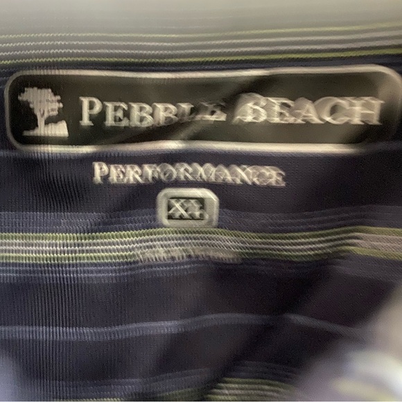 PEBBLE BEACH performance golf polo⛳️like NEW! Navy with stripes- fabric travels! - Picture 4 of 8